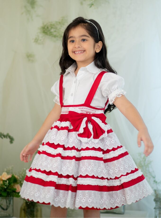 Red Cotton Lace Dress