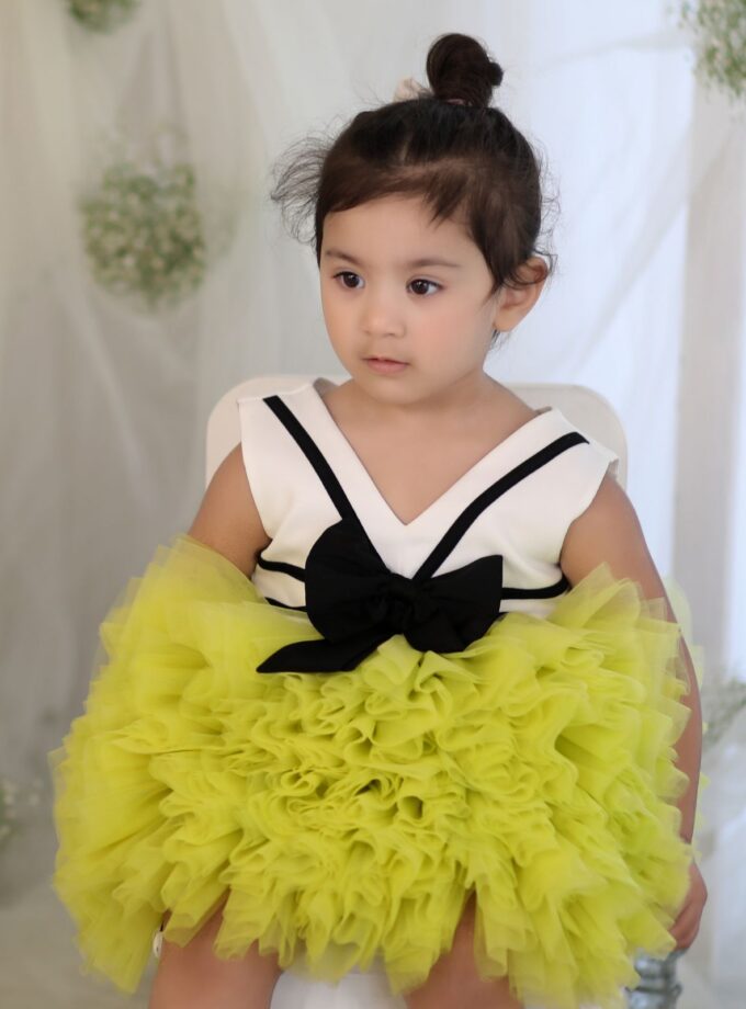 Neon Green & Black Bow Dress