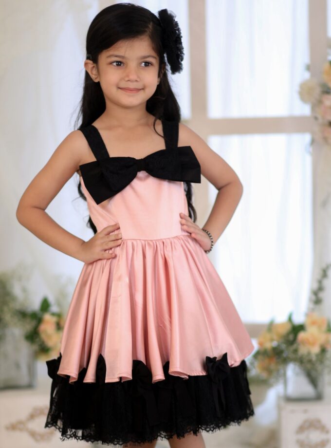 Pink Dress With Black Bow