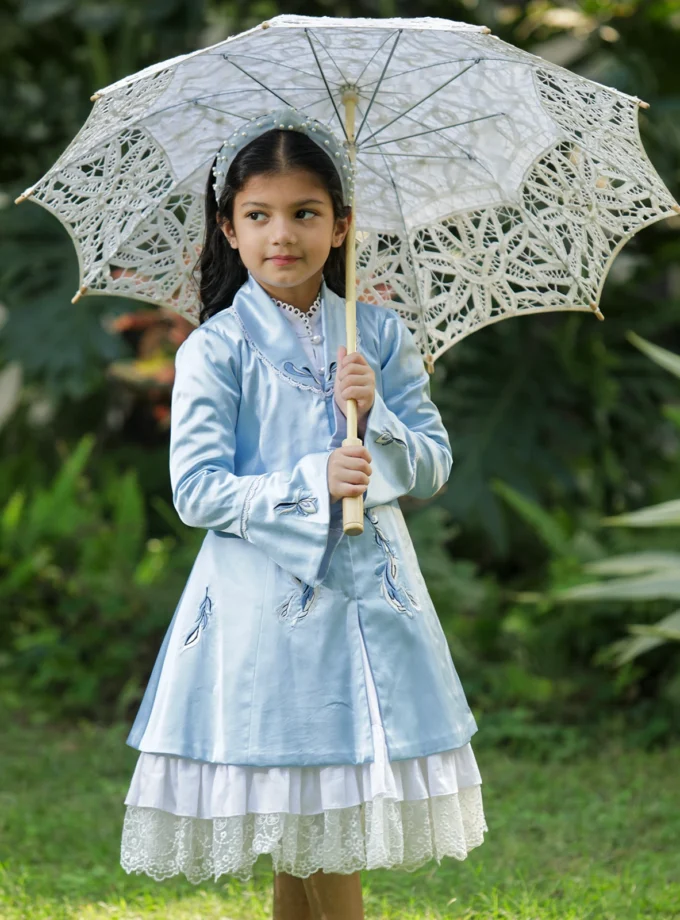 Blue Satin Coat Dress