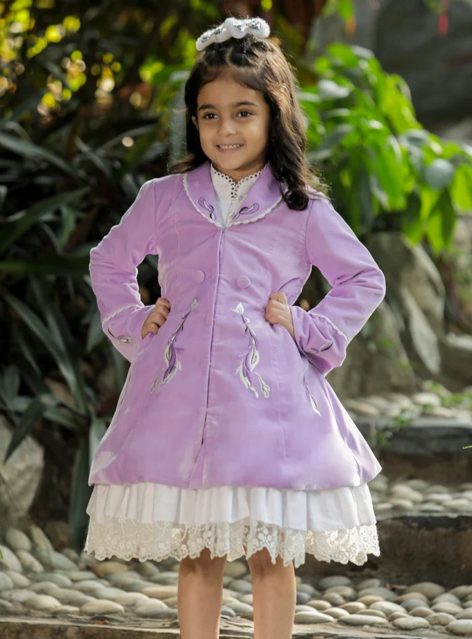 Lavender Velvet Coat Dress