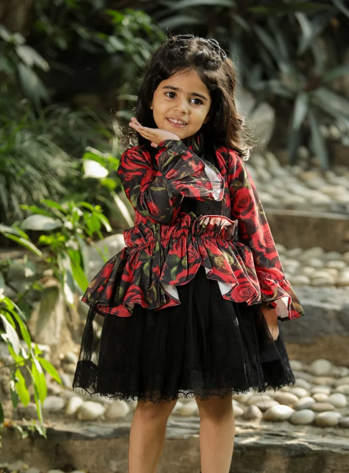 Printed Red Rose Dress