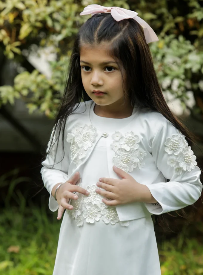White 3d Flower Dress